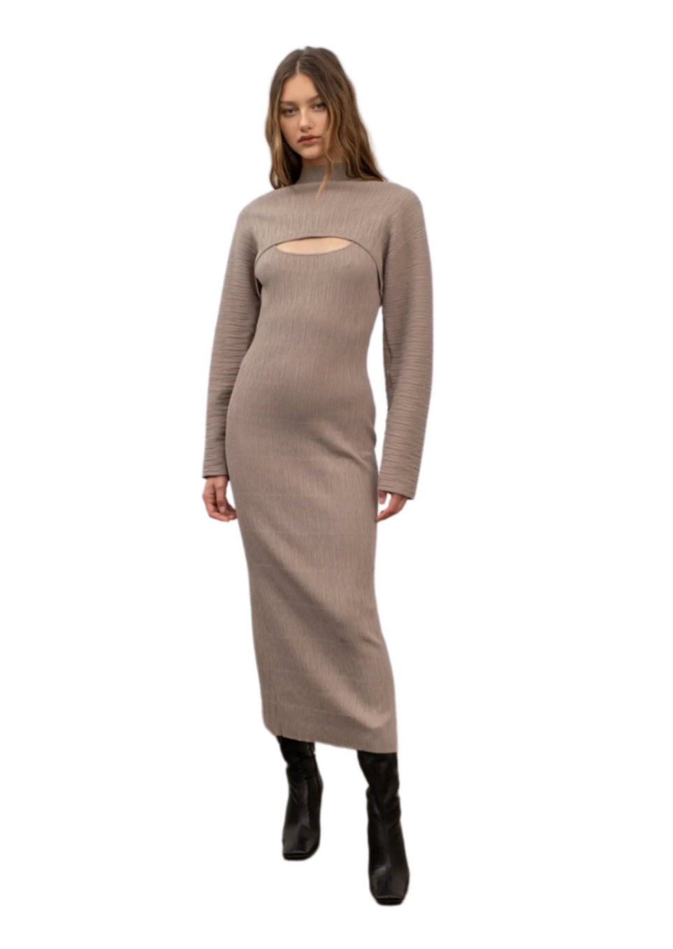 brown sweater dress midi MIDI SWEATER DRESS SET – SENOJ CLOTHING