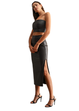 Load image into Gallery viewer, FAUX LEATHER MIDI  SKIRT
