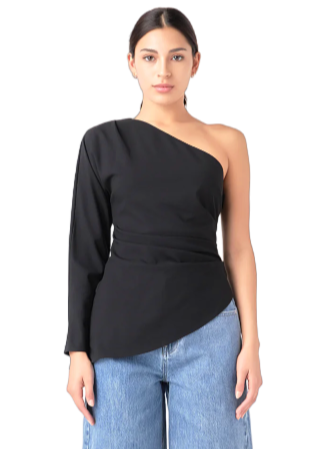 ASYMMETRIC RUCHED TOP