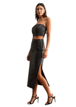 Load image into Gallery viewer, FAUX LEATHER MIDI  SKIRT
