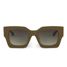 Load image into Gallery viewer, Daniella Python sunglasses in olive green featuring a geometric square shape with polarized lens
