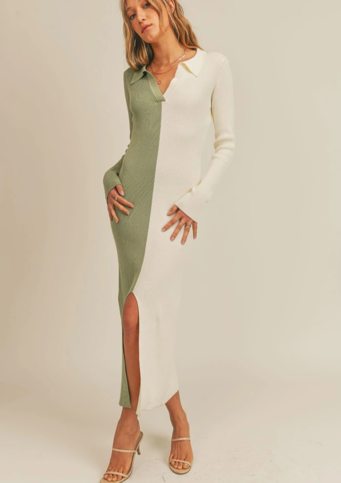 COLOR BLOCK MIDI DRESS