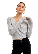 Load image into Gallery viewer, Soft wrap knit top in heather grey
